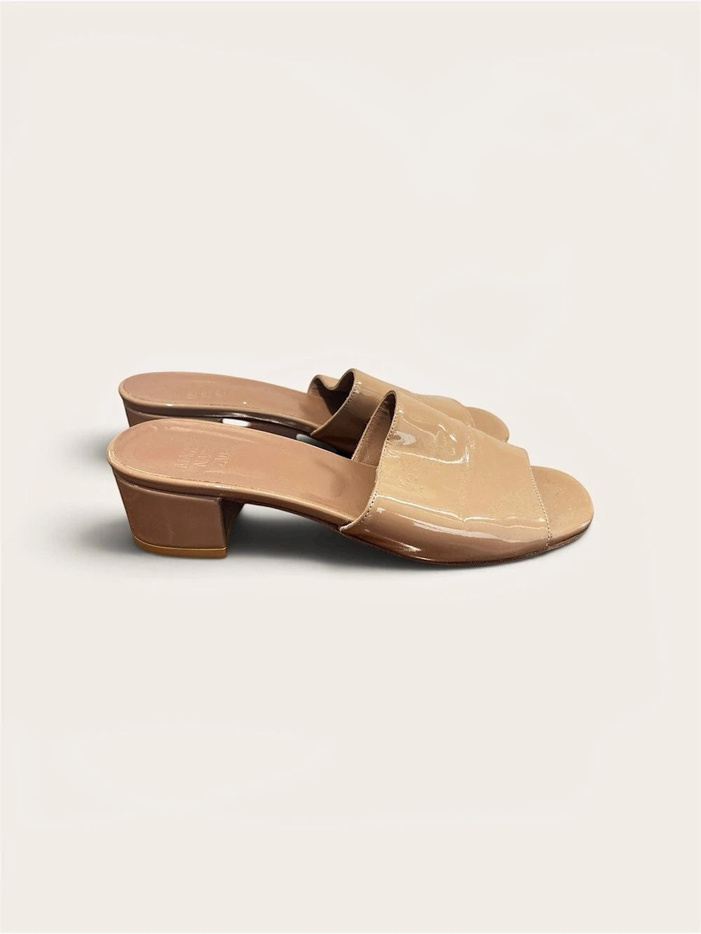 Maryam Nassir Zadeh Agatha Slide Patent Mule Heels Brown US 7